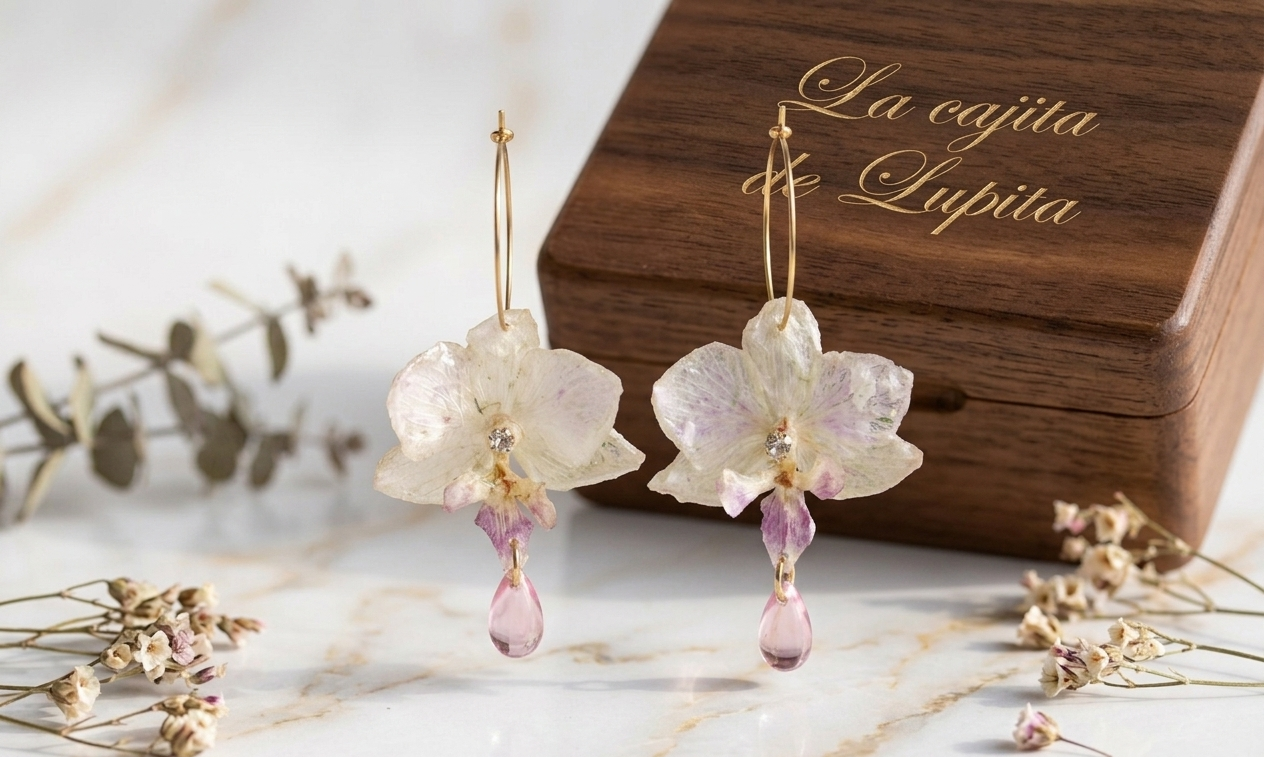 Pendientes Orquídea cristalizada